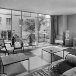 "Rockefeller Apartments, lobby into garden. 8/8/1941."